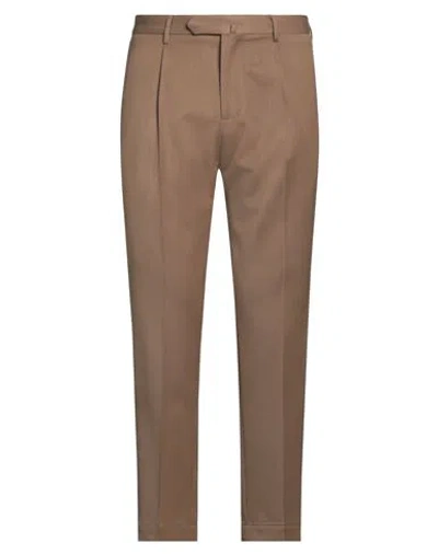 Santaniello Man Pants Brown Size 36 Polyester, Wool, Elastane In Brown