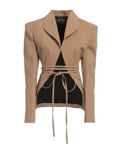 Mugler Woman Blazer Camel Size 12 Viscose, Virgin Wool In Beige