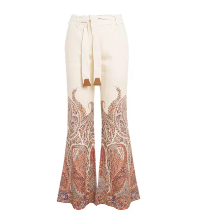 Zimmermann Rhiannon Flared Linen Pants In Multi