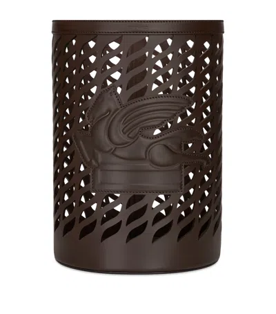 Etro Leather Drill Bin In Brown