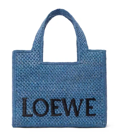 Loewe Women's Font Small Raffia Bag In Blue