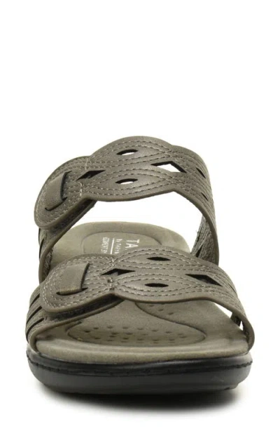 Taryn Rose Cutout Slide Sandal In Gunmetal