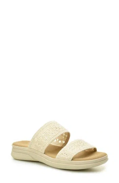 Taryn Rose Macramé Double Band Slide Sandal In Beige