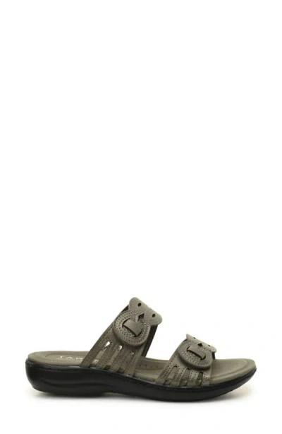 Taryn Rose Cutout Slide Sandal In Gunmetal