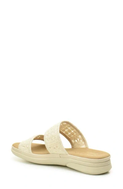 Taryn Rose Macramé Double Band Slide Sandal In Beige