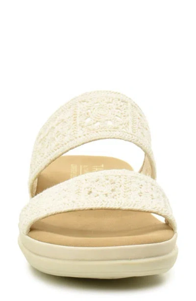 Taryn Rose Macramé Double Band Slide Sandal In Beige