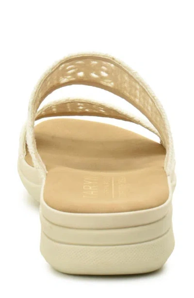 Taryn Rose Macramé Double Band Slide Sandal In Beige