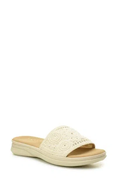 Taryn Rose Macramé Slide Sandal In Beige