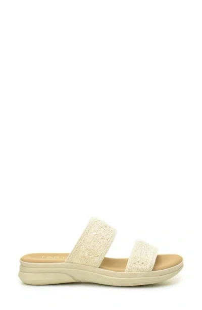 Taryn Rose Macramé Double Band Slide Sandal In Beige