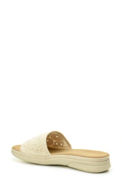 Taryn Rose Macramé Slide Sandal In Beige