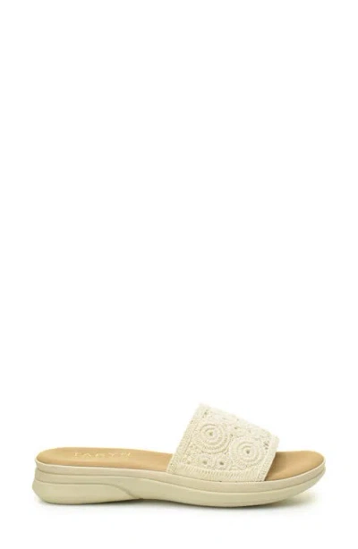 Taryn Rose Macramé Slide Sandal In Beige