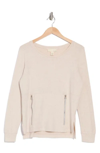 By Design Mavis Zip Pocket Pullover In White