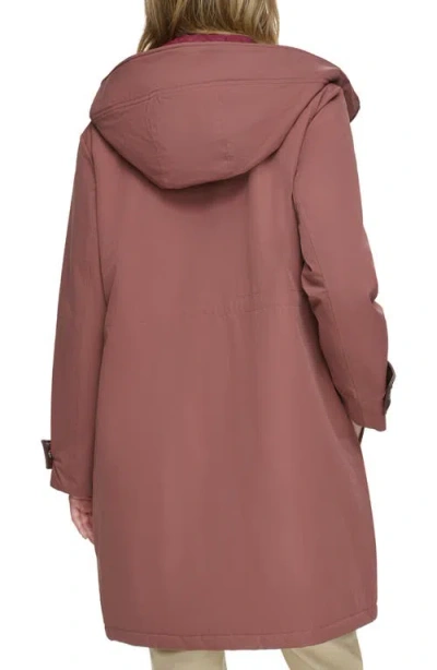 Andrew Marc Gemas Lightweight Parka Coat With Matte Shell And Faux Leather Details In Fig