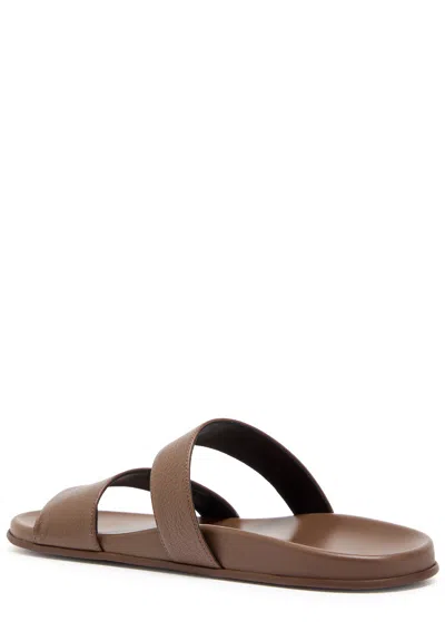 The Row Hugh Leather Sandals In Light Brown