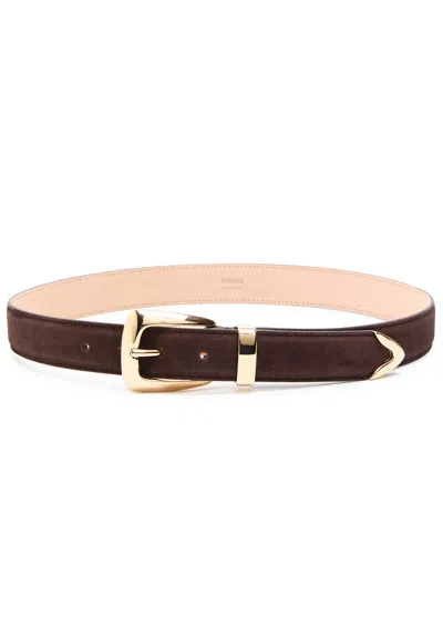Khaite Benny Suede Belt In Brown