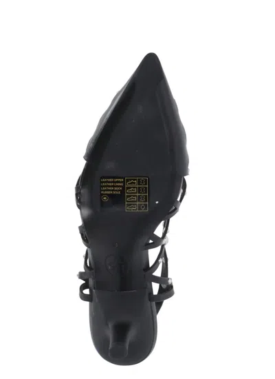 Ash Studded Arrow Toe Kitten Heel Sandals In Black
