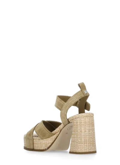 Ash Suede And Raffia Heeled Sandal In Beige