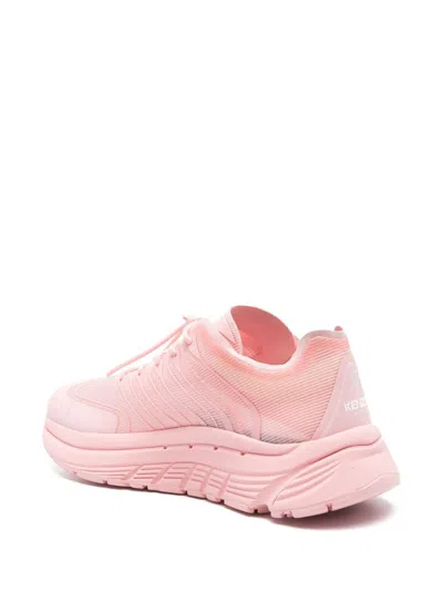 Kenzo Low Top Sneakers With Mesh Upper And Rubber Sole In Pink