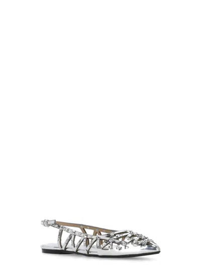 Ash Bazaar Slingback Stud Embellished Sandals In Silver