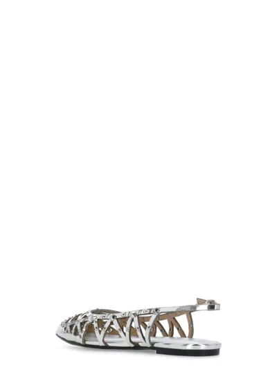 Ash Bazaar Slingback Stud Embellished Sandals In Silver