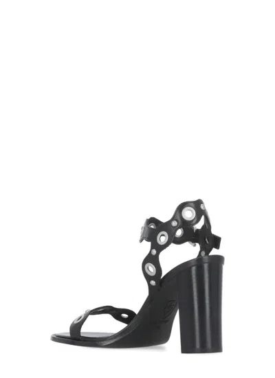 Ash 100mm Eyelet-embellished Heeled Sandals In Black