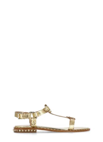 Ash Golden Leather Patsy Bis Sandals In Gold