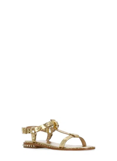 Ash Golden Leather Patsy Bis Sandals In Gold