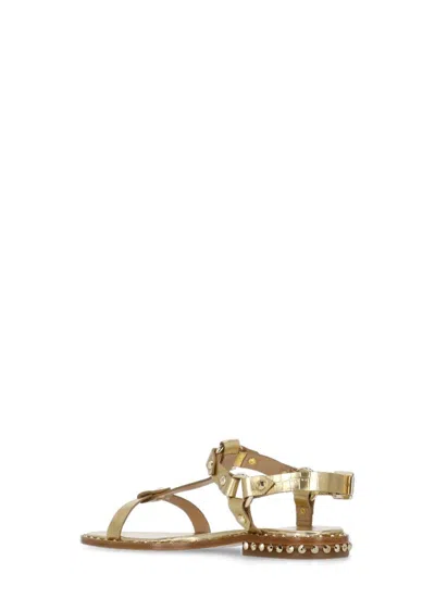 Ash Golden Leather Patsy Bis Sandals In Gold