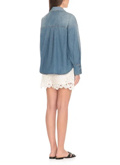 Pinko Calahari Blouse Made Of Denim. In Blue