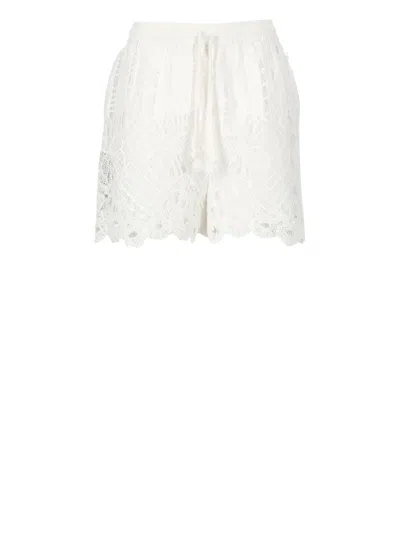 Pinko White Lace Design Serenata Rap Shorts In White