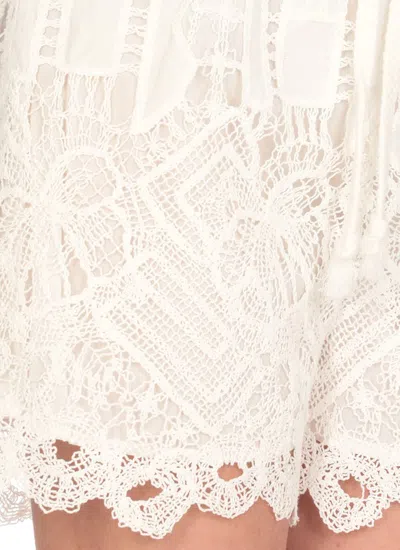 Pinko White Lace Design Serenata Rap Shorts In White