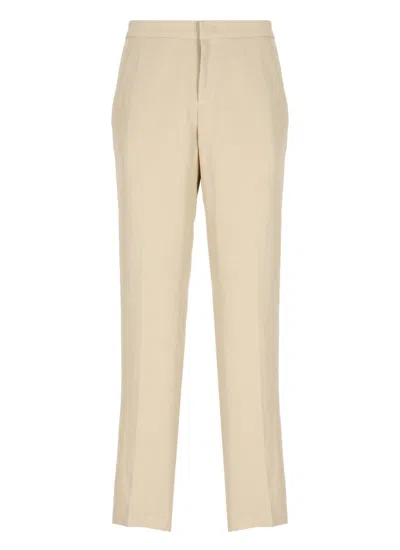 Fabiana Filippi Beige Viscose And Linen Pants In Beige