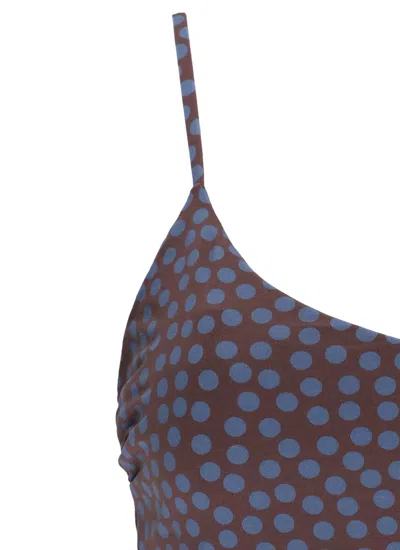 Fisico Cristina Ferrari Fisico Polka Dot Swimsuit With Classic Silhouette In Brown