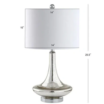 Jonathan Y Cecile 25.5" Glass Teardrop Led Table Lamp In Mercury Silver