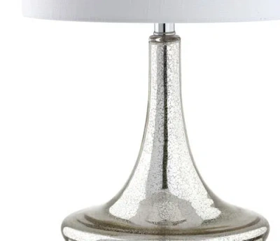 Jonathan Y Cecile 25.5" Glass Teardrop Led Table Lamp In Mercury Silver