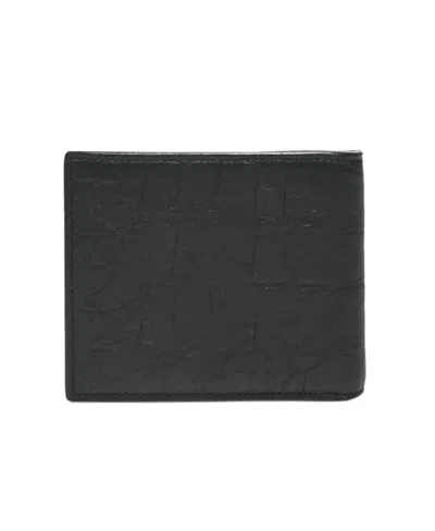 Saint Laurent Wrinkled-effect Bi-fold Wallet In Black