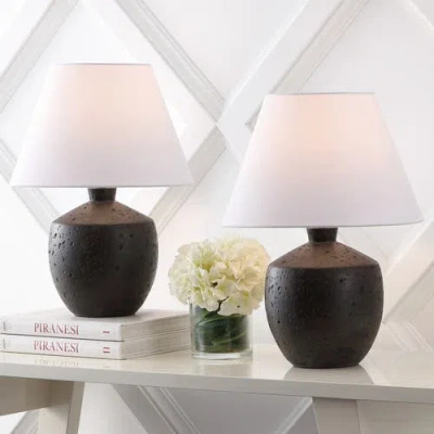 Jonathan Y Myron 18" Minimalist Scandinavian Concrete Effect Resin/iron Led Table Lamp In Black