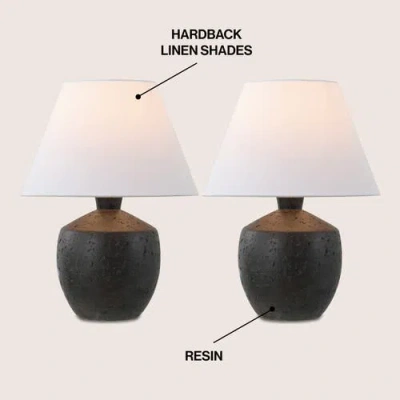 Jonathan Y Myron 18" Minimalist Scandinavian Concrete Effect Resin/iron Led Table Lamp In Black