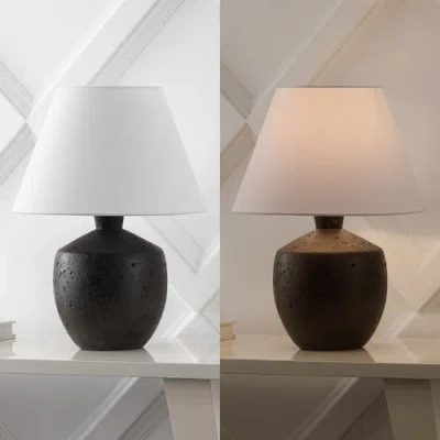 Jonathan Y Myron 18" Minimalist Scandinavian Concrete Effect Resin/iron Led Table Lamp In Black