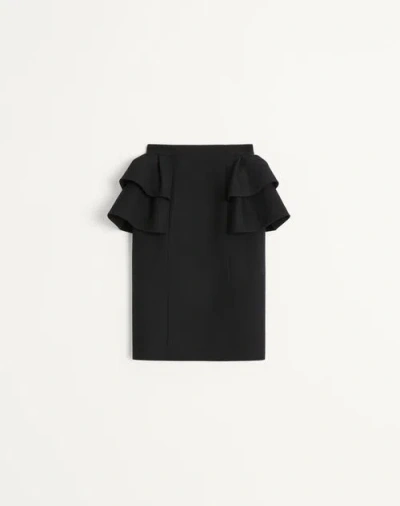Valentino Black Skirt With Ruffles On The Sides In Black