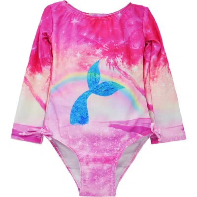 Flap Happy Girl's  Upf 50+ Charlie Long Sleeverash Guard Swimsuit In Rainbow Splash
