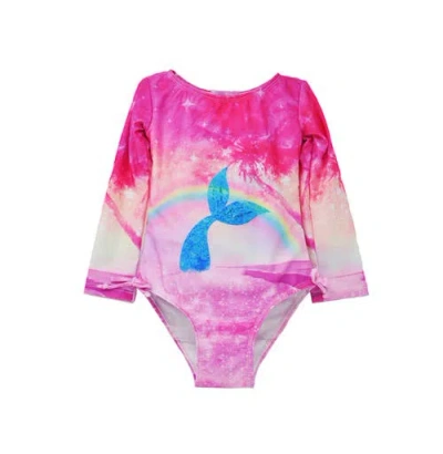 Flap Happy Girl's  Upf 50+ Charlie Long Sleeverash Guard Swimsuit In Rainbow Splash