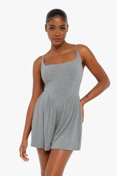 Popilush Shapewear Modal Tummy Control Wide-leg Romper In Cadet Grey