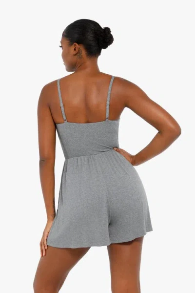 Popilush Shapewear Modal Tummy Control Wide-leg Romper In Cadet Grey