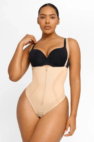 Shapellx Inner Armor X Comfy Sculpting Thong In Antique White