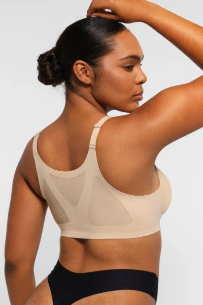 Shapellx Wireless Front-hook Back Smooth Bra In Warm Sand