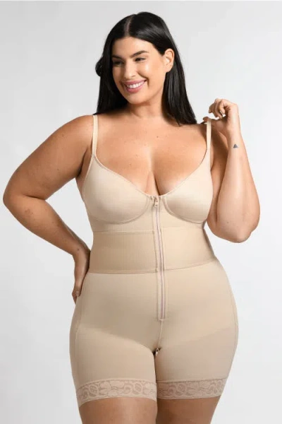 Shapellx Airslim Elasticfuse Waistband Shaping Bodysuit In Buttercream
