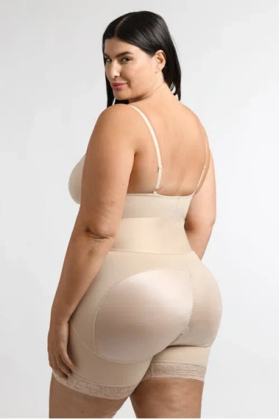 Shapellx Airslim Elasticfuse Waistband Shaping Bodysuit In Buttercream