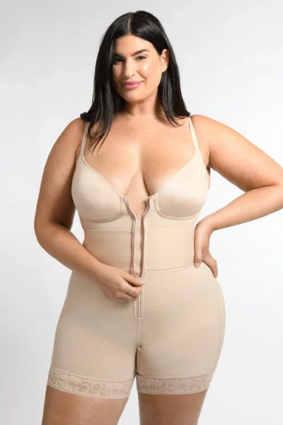 Shapellx Airslim Elasticfuse Waistband Shaping Bodysuit In Buttercream