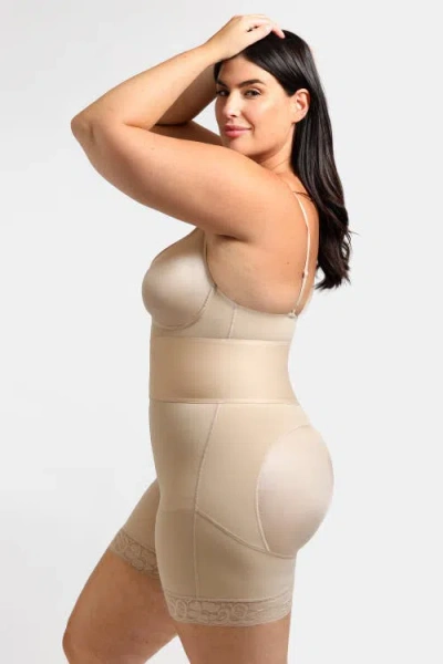Shapellx Airslim Elasticfuse Waistband Shaping Bodysuit In Buttercream